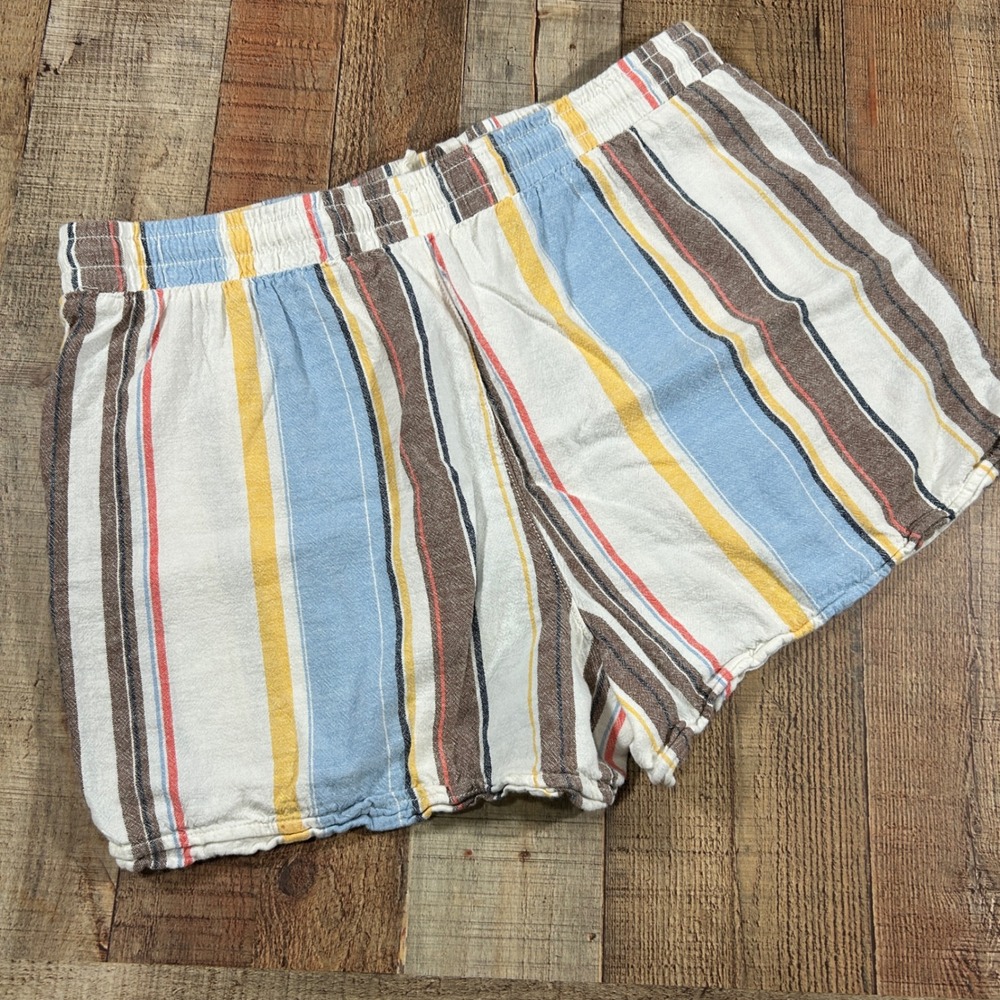 Time and Tru Linen Blend Shorts Womens XL Striped Pull On Beach Boho - Picture 6 of 6